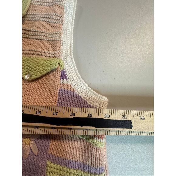 Susan Bristol Women's Spring Floral Knit Sweater Vest Pastel Purple Peach Medium - Picture 5 of 8